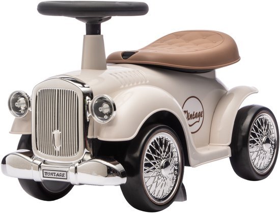 Eco Toys - Retro Loopauto - Wit - Met Claxon & Opbergruimte - Lekvrije EVA Banden - Vanaf 18 Maanden - Max. 25 kg