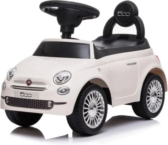 Fiat 500 Loopauto 1 tot 3 jaar – Officieel Gelicentieerde Fiat Loopauto met Claxon & Opbergvak – Binnenspeelgoed Peuter met Blokstandaard & Cadeaubox – Wit